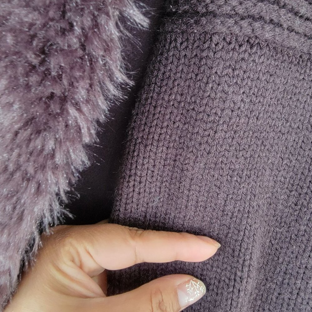 ✨Size M Women's Faux Fur Sweater CHELSEA & THEODORE Brown Shirt cardigan coat✨ - Picture 4 of 7